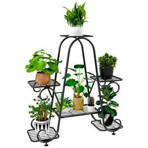 6 layer metal plant rack, suitable for store display, indoor and outdoor flower pot rack display rack - forged iron corner multi plant rack storage rack for gardens, lawns, balconies, offices and office