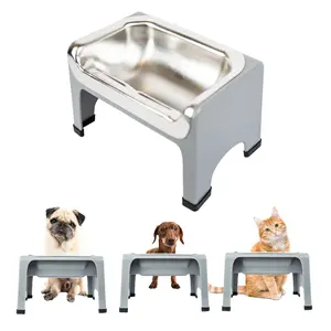 Stainless Steel Fluff Trough Set, Raised Feeding Bowl for Dogs, Pet Supply Accessory
