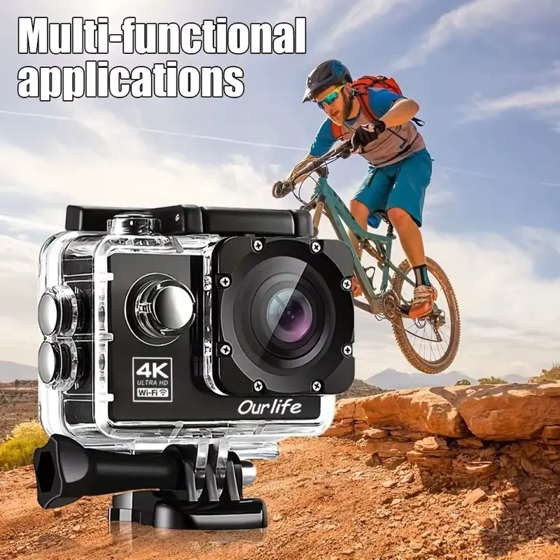 Real Ultra HD 4K 30fps 720P 120fps Wifi Wireless 16mp Time Lapse Action Camera Underwater for Extreme Sports