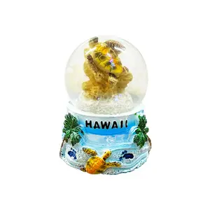Hawai'i Honu Turtle Water Globe 1.75 in W x 2.12 in H Resin Decorative Item with Tropical Design