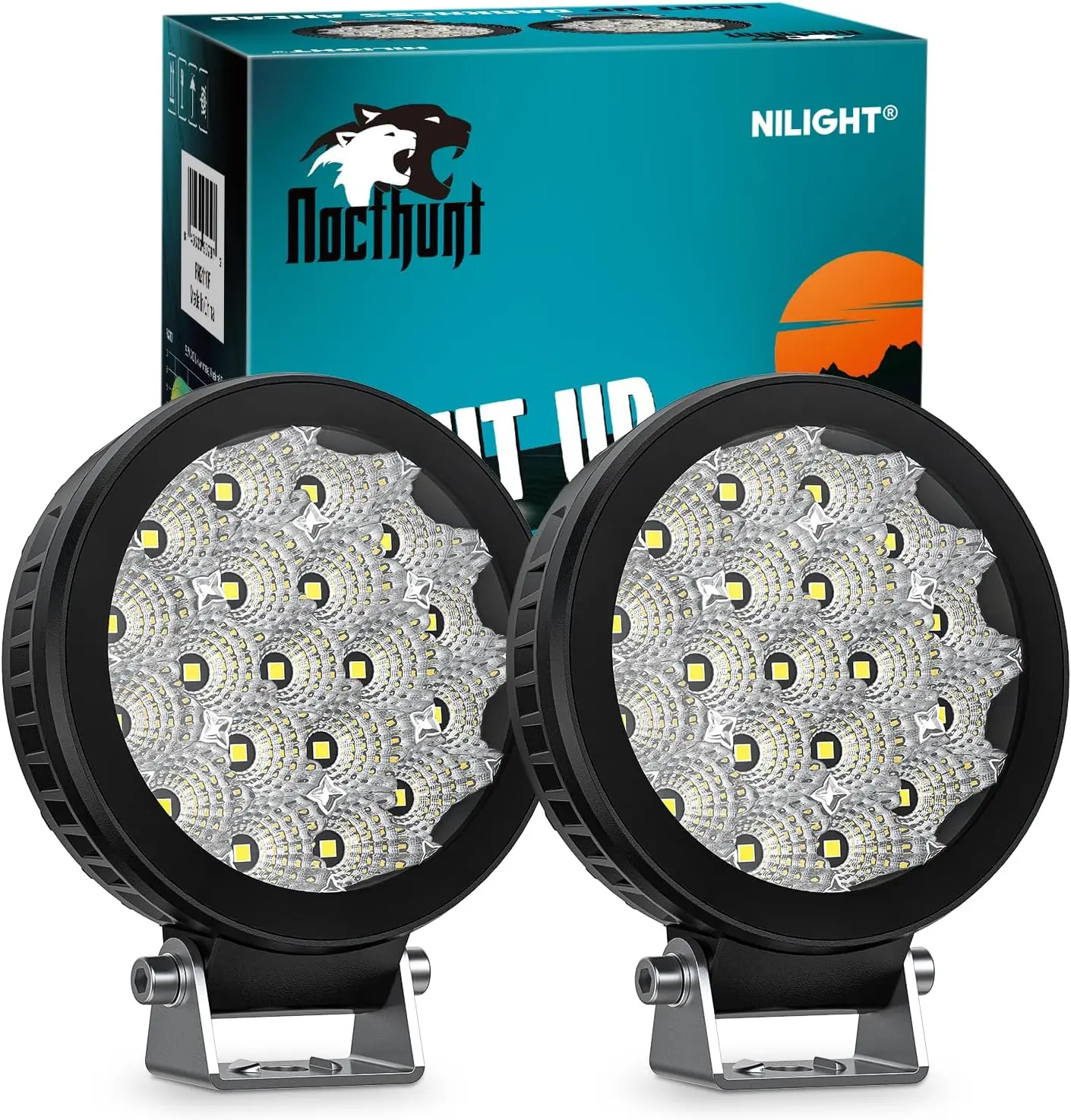 Nilight 4-Inch LED Off Road Driving & Ditch Lights Set of 2 - 19LED Flood & Spot Beam Work Lights with EMC Protection, Waterproof for Trucks, SUVs, Off Road Lights