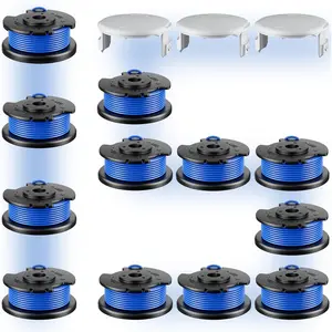15 Pcs AC14RL3A Replacement Weed Wacker String Compatible for Ryobi One+, 0.065'' String Trimmer Refill and AC14HCA Cover Cap for 18v, 24v, and 40v Cordless Trimmers (12 Spools+3 Caps)