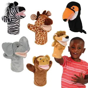 Kaplan Early Learning Safari Animal Puppets - Set of Six 9" Hand Puppets to Encourage Animal Recognition and Dramatic Play