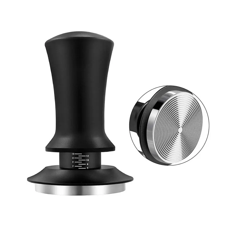 1pcs 51mm/53mm/58mm Coffee Tamper, Espresso Coffee Presser with Adjustable Spring Force, Stainless Steel Ripple Base, Aluminum Handle, Premium Barista Coffee Tamper with Calibrated Spring for Espresso Machine Accessories Espresso Tools Coffee Equipment