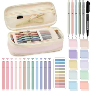 Bible Study Supplies 39Pcs Stationery Set Back to School Gift with Pencil Case Black Gel Pens Highlighters Marker Clear Sticky Notes Index Tab for Study Bible Aesthetic Annotation Easter Kit Gift for Student Teacher Daughter Christian