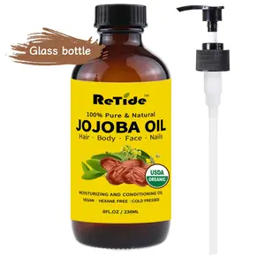 USDA Organic Jojoba Oil - 100% Pure Natural Hexane-Free Cold Pressed - Lightweight Carrier Oil for Face Body Hair in Amber Glass Bottle 8 Fl Oz
