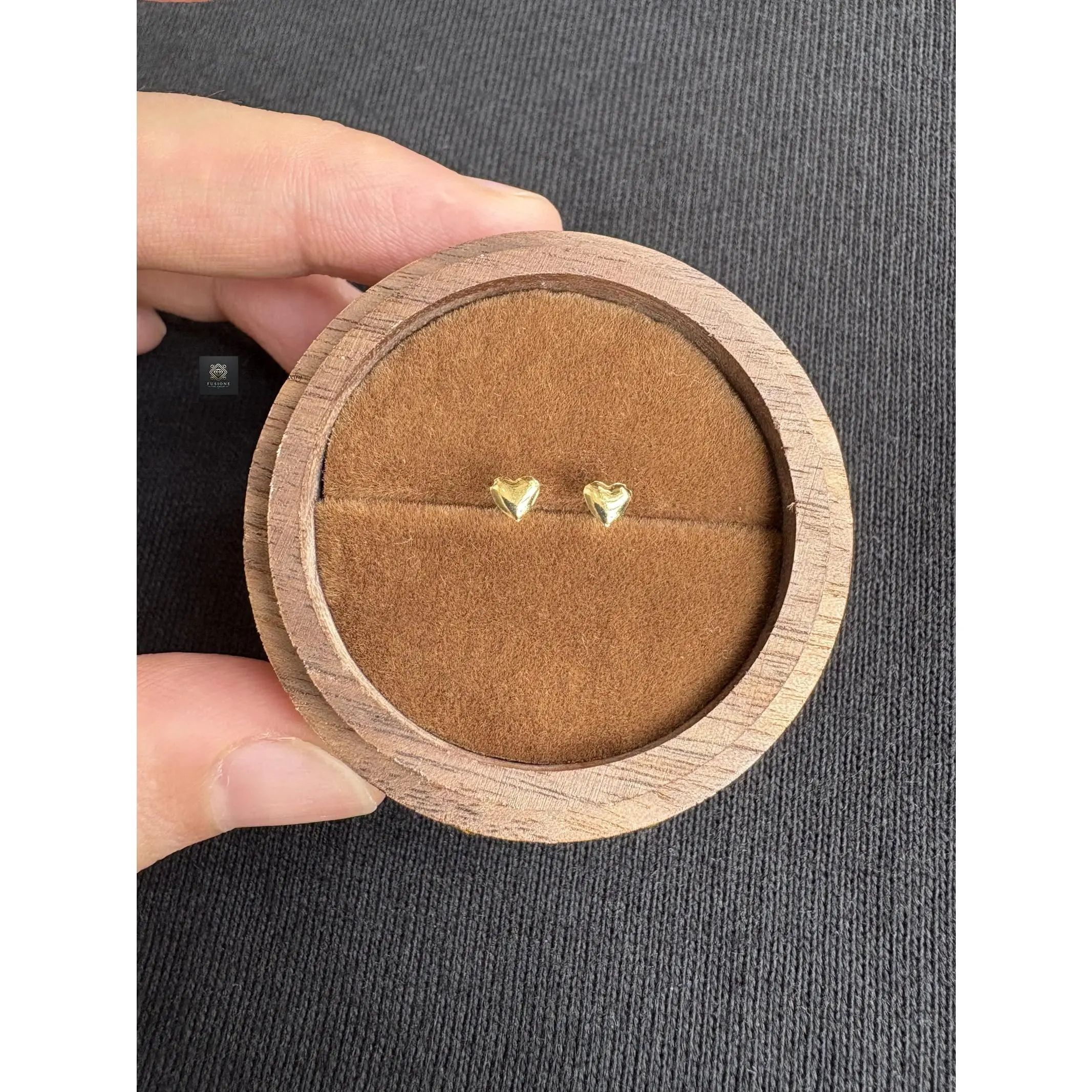 Minimalist  18k Solid gold heart studs,Earrings