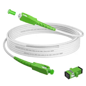 25FT SC/APC to SC/APC Fiber Optic Internet , Armored Single Mode Patch  with Coupler, Fiber Optic Jumper Cord for Replacement  Fiber Internet, OS1/OS2 Compatible, Simplex 9/125um LSZH