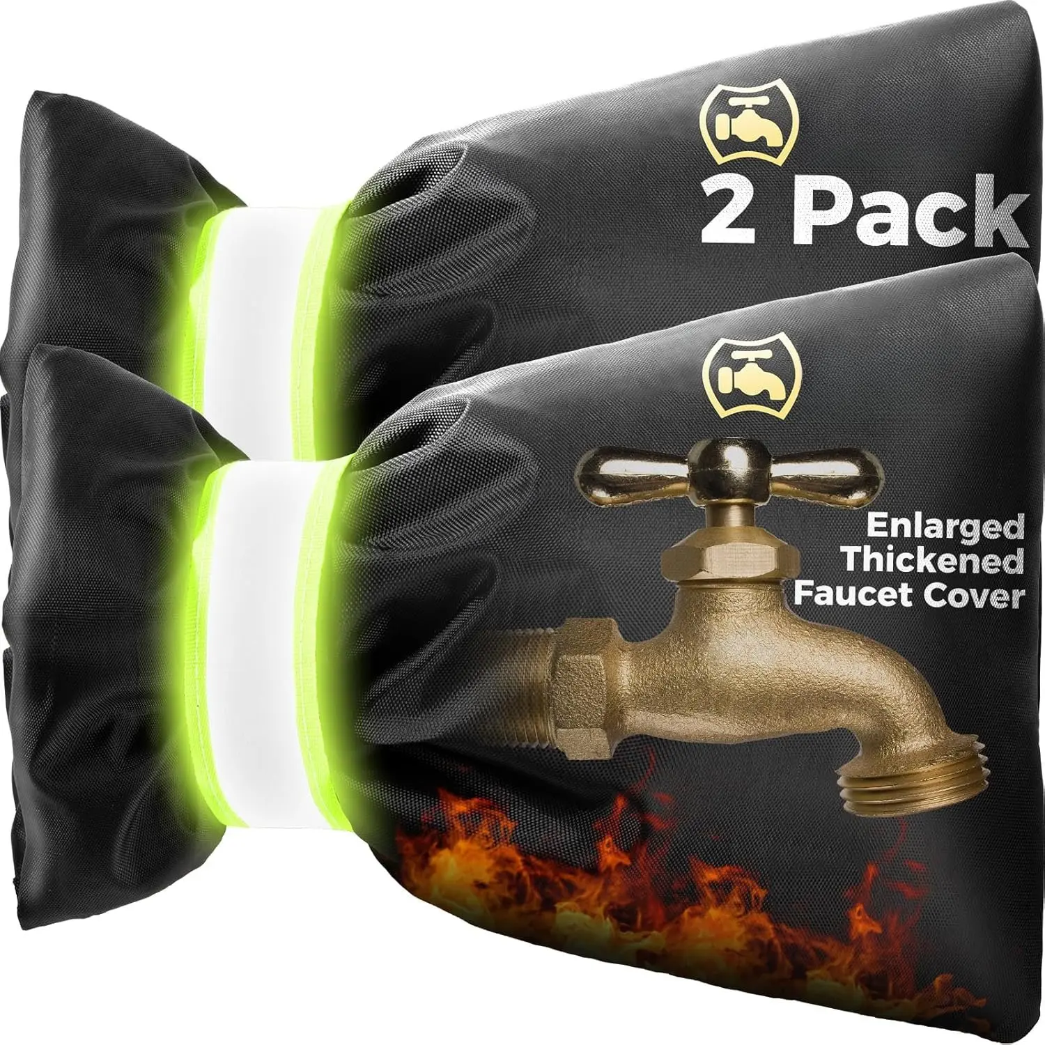 Outdoor Faucet Covers for Winter Freeze Protection, Hose Bib Covers for Winter, Water Spigot Cover Winter Insulated, 2 Pack 6.7" x 9.5" Pipe Wrap Insulation Cover Socks Outside Faucet Freeze Protector