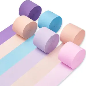 PartyWoo Colorful Crepe Paper Streamers, 6 Rolls (1.8in x 82ft, 492ft Total) - Peach, Purple, Light Pink, Pastel Blue, Party Favors for Mermaid Birthday, Wedding Decorations