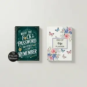 Simple Password Book & Floral Life Planner Bundle, 2pcs Paper Notebooks with Multicolor and Pink Covers, One-Size Daily Organizer Academic Planner for Home and Office Use