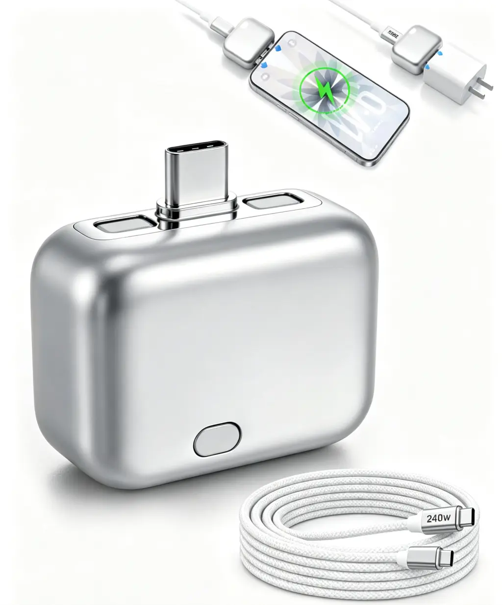 2026 New 140W Smart Auto-Stop - Charging Adapter with 5 ft (1.5m) 240W Cable, Automatic Disconnection Protection, Full Charge Auto Ejection for Phones, Laptops