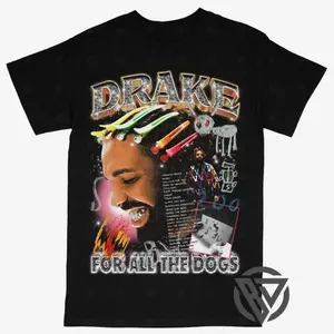 Drake T-shirt For Men Women, For Fans Unisex Casual Streetswear Top Rap Hip hop Concert Tour For All The Dogs