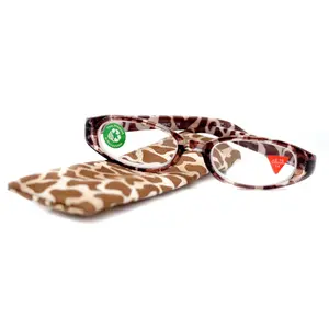 Isabella, (Premium) Reading Glasses, Fashion Reader (Giraffe Brown) Print, Oval Shape +4 +5 High Magnification, NY Fifth Avenue (Wide Frame) Unisex Lightweight