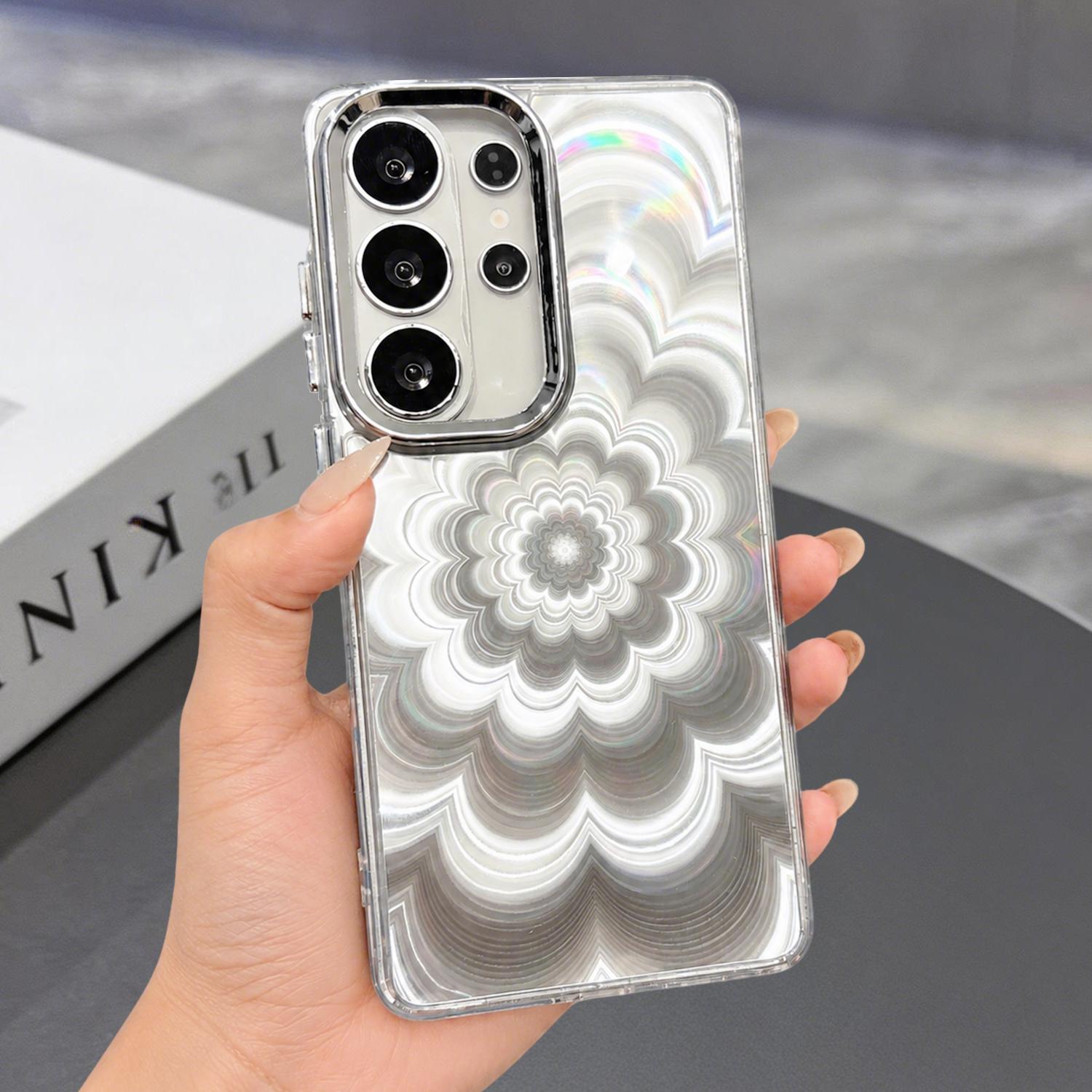 Glitter Shiny 3D Blooming Flower Phone Case for SamSung Galaxy S26 Ultra/S26+/S25 S24FE ,Soft Silicone Slim Clear Shockproof Protective Cover Phone Case for Women Girls