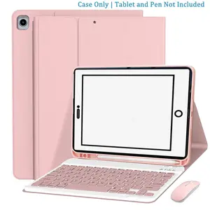 Tablet Keyboard with Mouse, Portable Rechargeable Keyboard, USB Rechargeable Detachable Keyboard with Pencil Slot, Anti-fouling & Scratch Protective Tablet Keyboard Protective Case for iPad Air/Pro/Mini