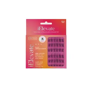iElevate (NATURAL WISPY) Press on Lashes, Lash clusters, Self Adhesive lashes, No glue lashes, Pre-bonded lashes, Extra Sticky 60 count, Reusable 8-13mm Mixed/combined lengths for wispyness