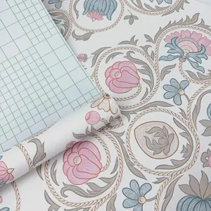 1 Roll 17.5" (44.5cm) Aesthetic Pastel Victorian Floral Peel and Stick Wallpaper, Waterproof Oil-Proof Easy to Clean Self Adhesive Wall Mural, Removable Contact Paper for Cottagecore Farmhouse Home Decor