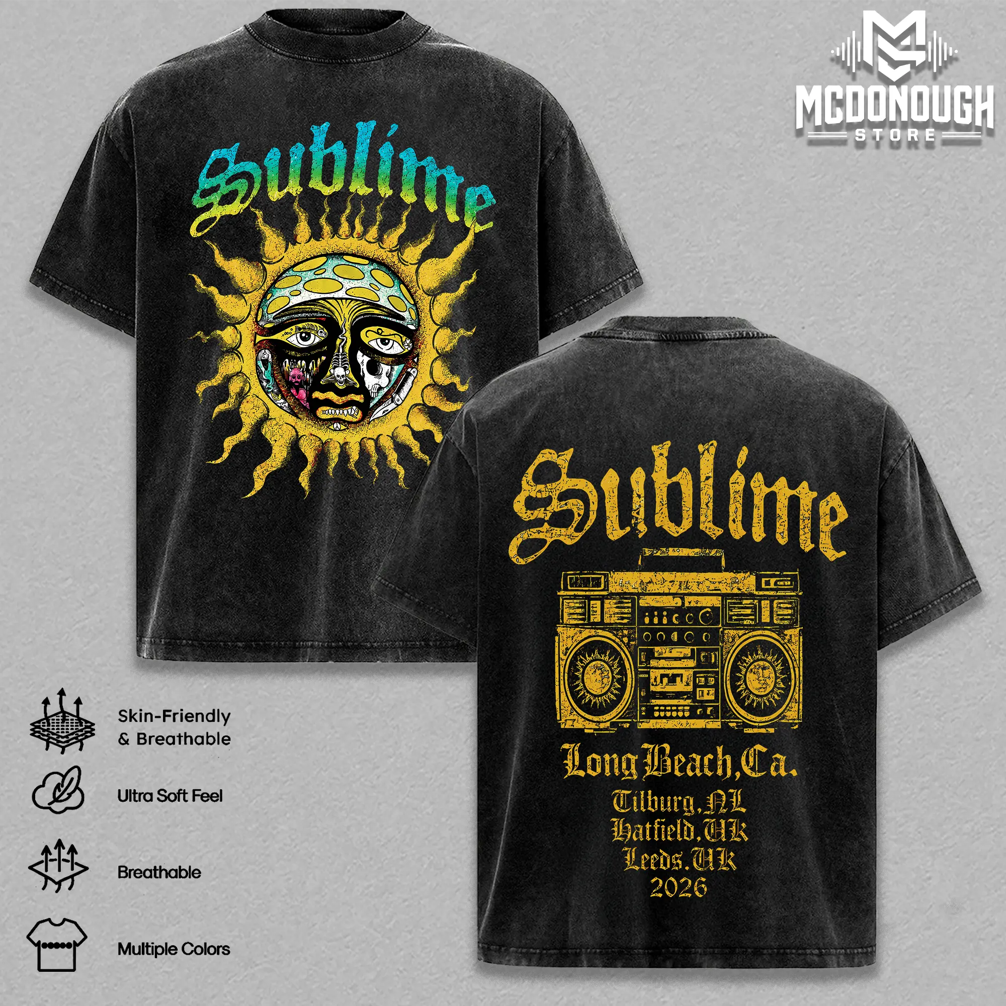 Sublimees x Slightlys Stoopid Tour 2026 Hoodie / Tee Washed – Vintage Heavy Cotton Oversize Unisex Reggae Rock Ska Punk Graphic T-Shirt, Sublime Hoodie & Sweatshirt Retro Surf Streetwear Concert Tour Fan Me