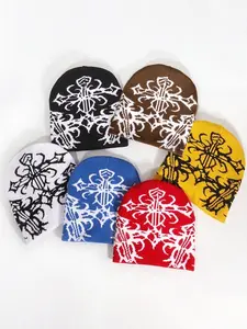 Unisex Fall Winter Beanie Hat, Y2K Street Style Knit Cap, Outdoor Sports Warm Cold Weather Headwear, Casual Fitted Design, Knitted Winter Hat