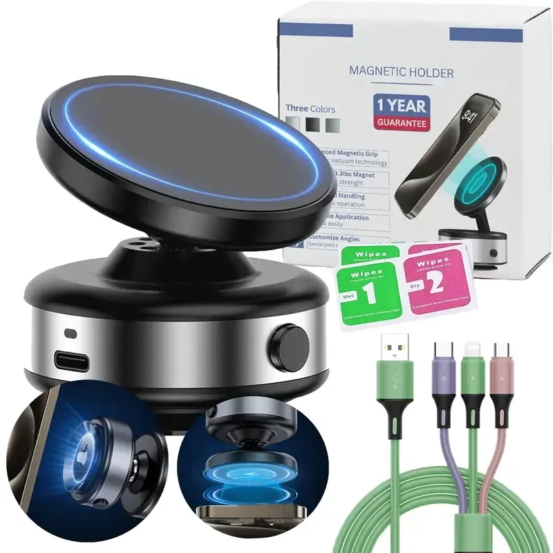 Vacuum Suction Magnetic Phone Holder - Foldable Design for iPhone 16/15/14/13/12/Gym/Shower/Car/Mirror, Adjustable Magnetic Attachment