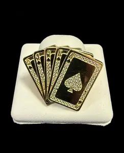 Ali Jewelers 10 Karat Gold Poker Card Ring - Fashion Costume Jewelry Accessory, Gold Jewelry