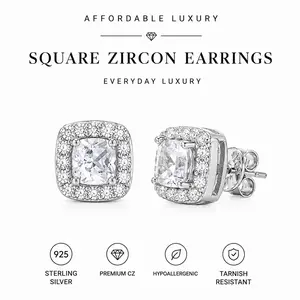 Iced Out Square CZ Stud Earrings for Men & Women | Diamond Look Luxury Earrings