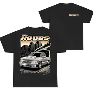 Reyes T-Shirt – Custom Pickup Truck Graphic with Urban City Scene and Clean Street Style, Perfect Gift for Truck Enthusiasts and Automotive Lifestyle Fans, Men's Cotton Tee