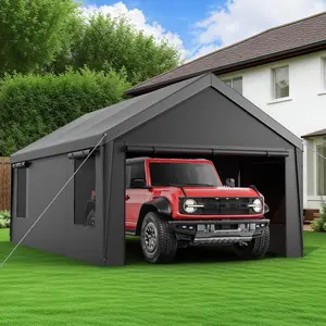 Carport 12x20ft Heavy-Duty Canopy - Portable Garage Metal Carport Featuring Galvanized Frame Waterproof & UV-Protected Tarp with Removable Sidewalls & Doors for Car, Truck, Boat