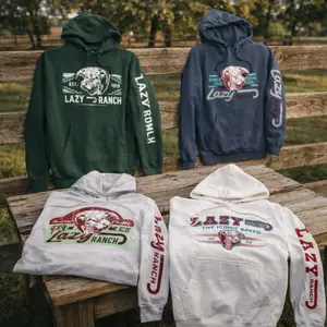 Lazy J Ranch Wear Collection Men's & Women's Graphic Hoodies - Premium Western Lifestyle Pullover Hoodie with Iconic Branding, Long Sleeve Casual Ranch Apparel - Comfortable Heavyweight Hooded Tops for All