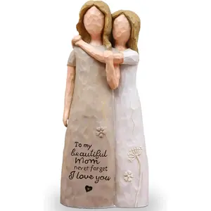 Mom Birthday Gifts from Daughter, Birthday Gifts for Mom from Daughter, Mother Daughter , Mother of The Bride , Sculpted Hand-Painted Figurine(Almond Rose Brown)