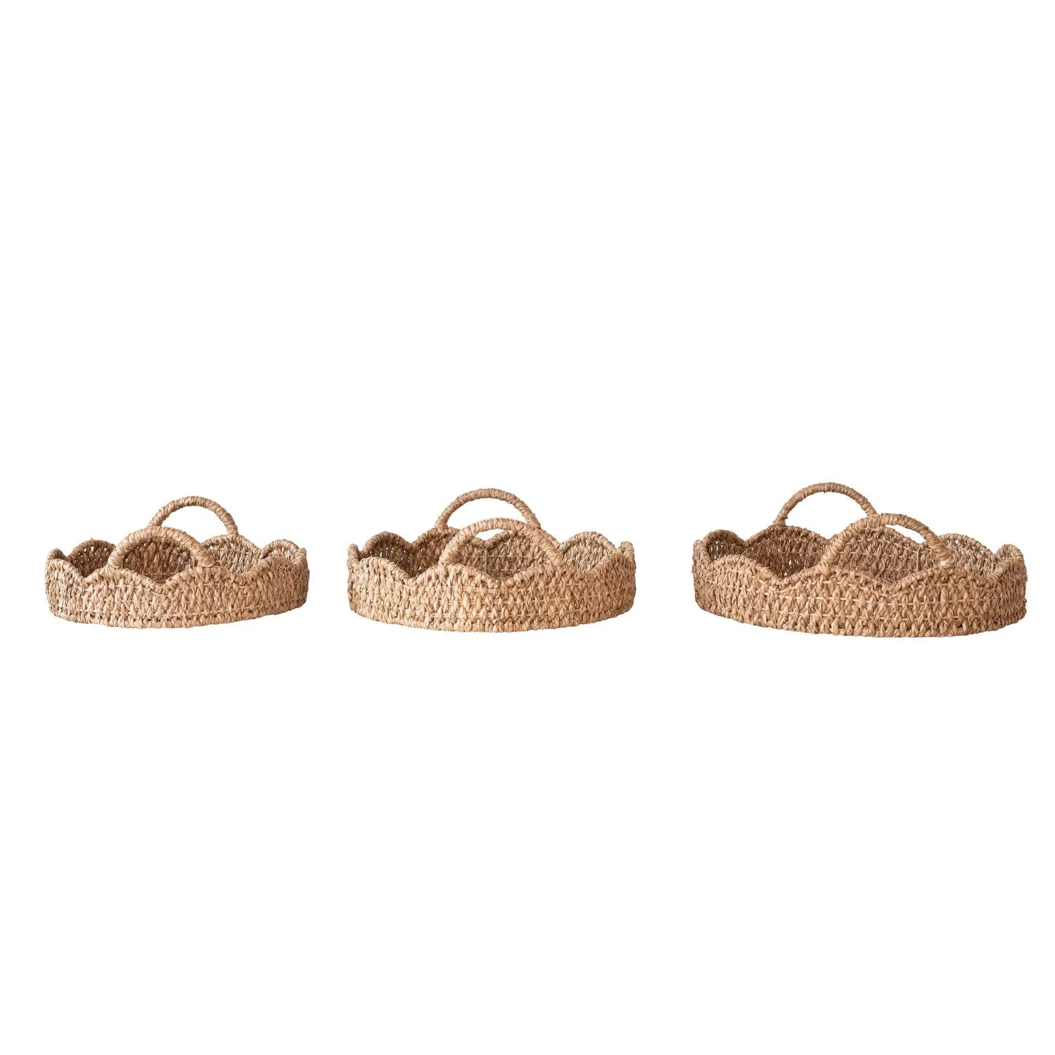 Rattan Trays w/ Scalloped Edge & Handles