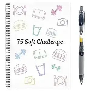 75-Day Soft Challenge Planner Notebook, 75 Easy Target Tracker Journal –12 PAGES Editable Spiral Organizer Notepad with Weekly & Monthly Calendar for Daily Work, Meal Planning & Reading Log