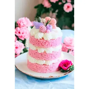 Pink Berry Pound Cake Candle Heat-Safe Three-Layered Cake with Chantilly Cream Toppings Eco-Friendly Soy 40 Hour Burn Time Perfect for Dopamine Décor