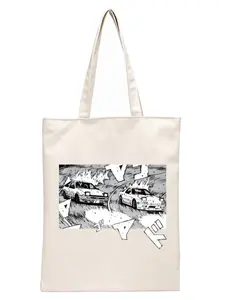 Initial D JDM Japanese AE86 Drift Fujiwara Tofu canvas simple cartoon print shopping bags girls fashion life casual pacakge hand bag