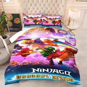 "Ninjago Dragons Rising"Themed Comforter Set,Including 1 Quilt and 1 or 2 Pillowcases without Pillows,Suitable as a Gift for Boys,Teenagers and Adults,Soft and Warm Bedroom Decoration