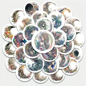 90cps Self-adhesive Mermaid Theme Stickers, Arts Crafts Decals, for DIY Crafts, Gift Wrapping, Scrapbooking Supplies, Scrapbook Materials, Junk Journals, Water Bottle, Greeting Card Decoration, Collage Decoration, Scrapbook Embellishments