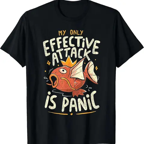 Men's Cotton Soft Shortsleeve Round Neck T-Shirt - Vintage Magikarp Pokemon Meme Print, 3XL Menswear Top for Retro Gamer Humor Enthusiasts, Cute Streetwear