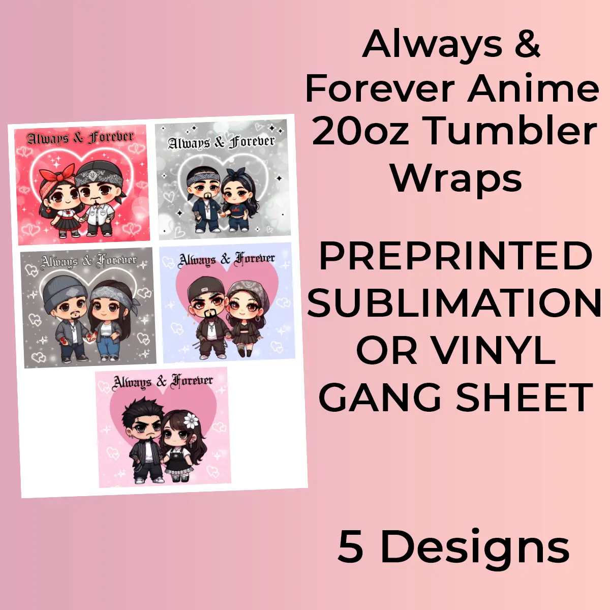 Ready to Press Always n Forever Mini Couple Tumbler Sublimation