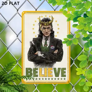 Exquisite Iron Artistic Wall Decoration, Loki in Suit with Crossed Arms Style, 8x12 Inch Decorative Sign for Home & Office