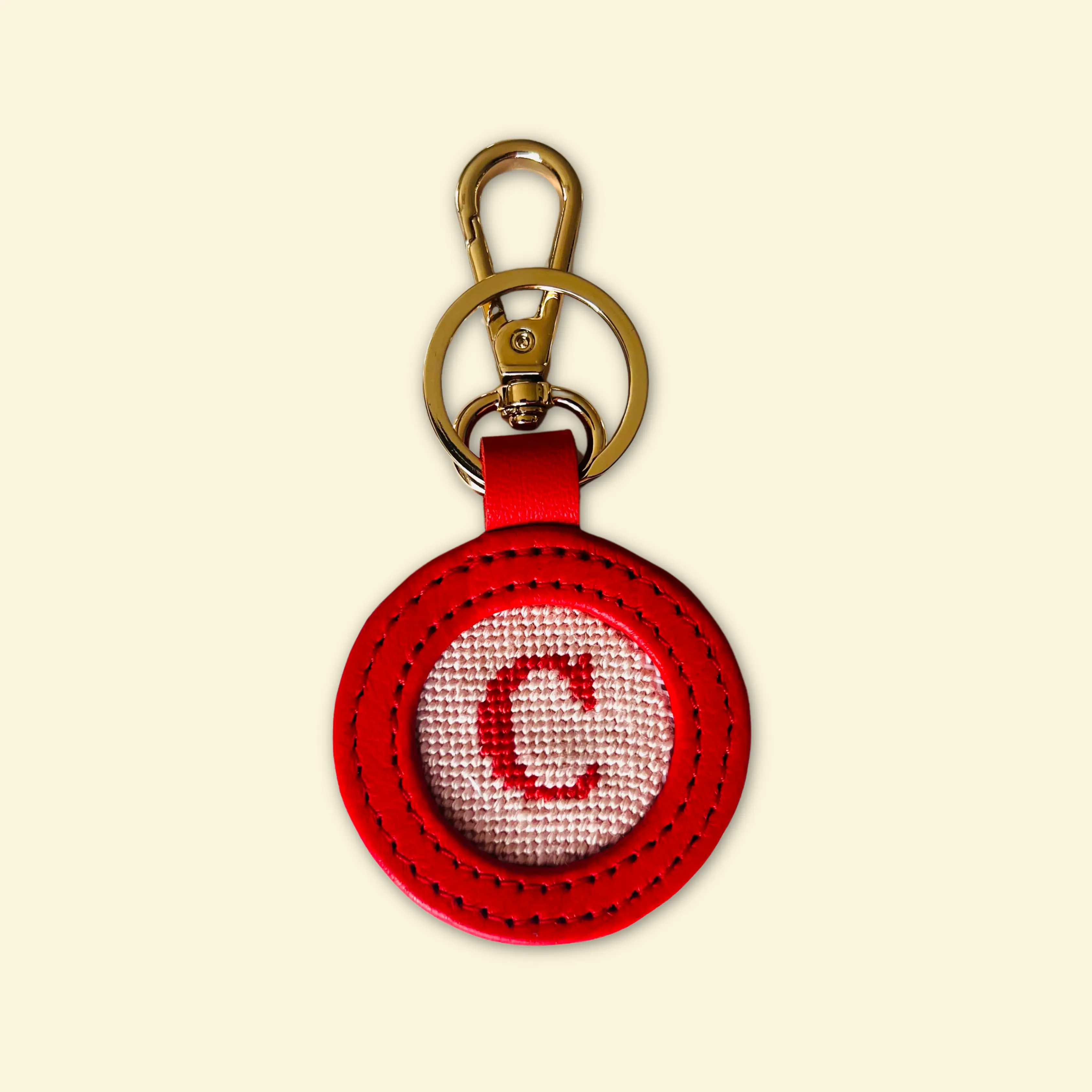 Happy Stitching - Our Initial Thought - Key Fob Needlepoint Kit in Rosy Cheeks - All-in-one Self Finish Needlepoint Craft Kit