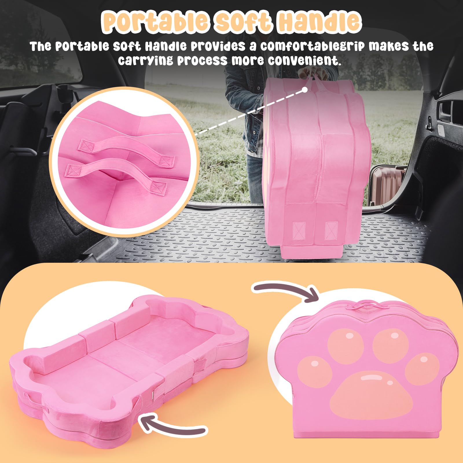 Portable Toddler Floor Bed,Foldable Toddler Travel Bed with Washable Cover for Kids,Soft and Safe