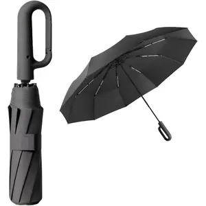 Foldable Umbrella for Travel,42" Lightweight Automatic Open Close Umbrella with Hook, Portable Rain Sunshine Proof Black