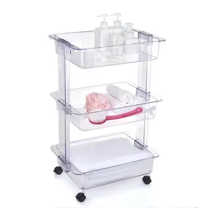 Mainstays 3 Tier Plastic Clear Utility Storage Cart, Adult Size