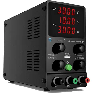 DC Power  Variable, 0-30V 0-10A Adjustable Switching DC Regulated Bench Power  with  4-Digit LED Display, 5V/2A USB Port, Coarse and Fine Adjustment SPS-3010