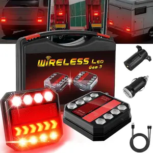 Magnetic Wireless Trailer Lights, 2.4GHz Rechargeable LED Tow Lights Kit with IP67 Waterproof, All-in-One Brake Turn Signal Tail Lights for Truck Trailer RV Boat Camper