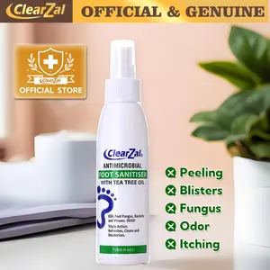 ClearZal Foot Sanitizer Spray with Tea Tree Oil, 4-Ounce Bottle ,Contains natural tea tree oil and aloe vera Long-lasting disinfectant and antibacterial spray [YW]