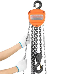 VEVOR Hand Chain Hoist, 2 Ton 4400 lbs Capacity, Manual Chain Block with Upgrade G80 Galvanized Chain, 20 ft Lifting Height, Heavy Duty Pulley Hoist for Garage Warehouse Automotive Machinery, Orange