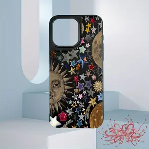 Celestial Sun Moon Stars Leather Phone Case for iPhone 17/16/15/14/13/12 Pro/Plus/Pro Max/Air