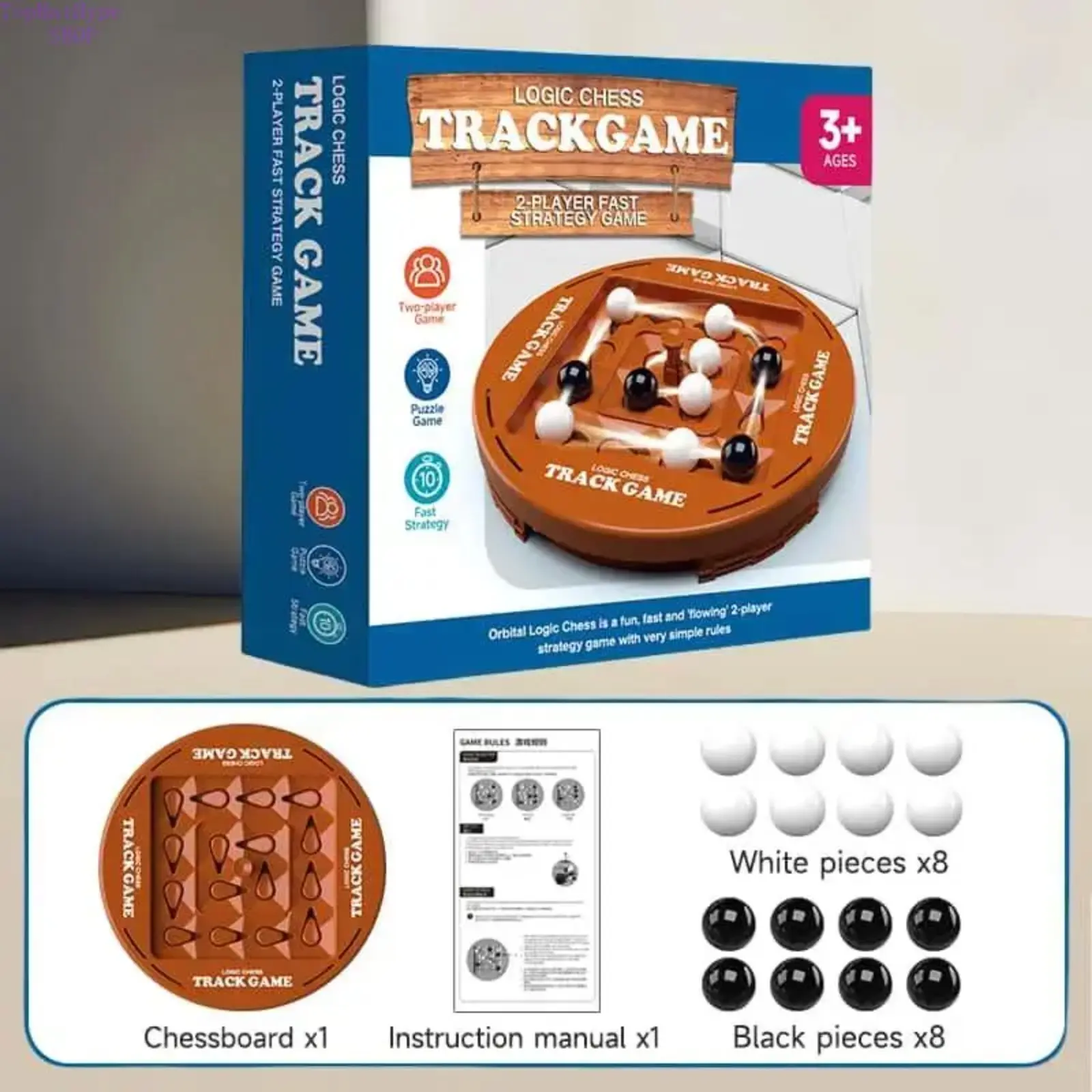 Orbital Logic Track Chess Board Game - 2-Player Educational Strategy Puzzle Toy for 3-4 Years Old Kids' Development & Puzzle-Solving Skills, Includes 1 Chessboard & Game Pieces